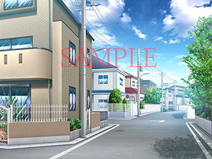 Royalty-Free Background CG Material: Indoor Pool & Residential Area