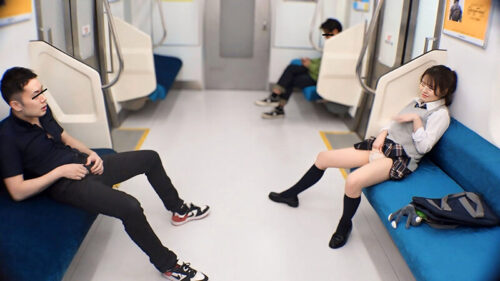 Provocative Beautiful Big-Breasted Girl on the Express Train