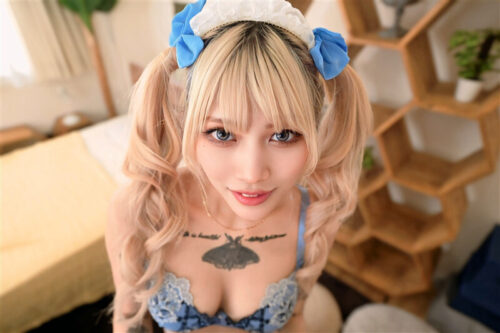 【VR】Unlimited Creampies OK! Ultra Rare Submissive Blonde Busty Tattooed GAL Maid - Otou Karen
